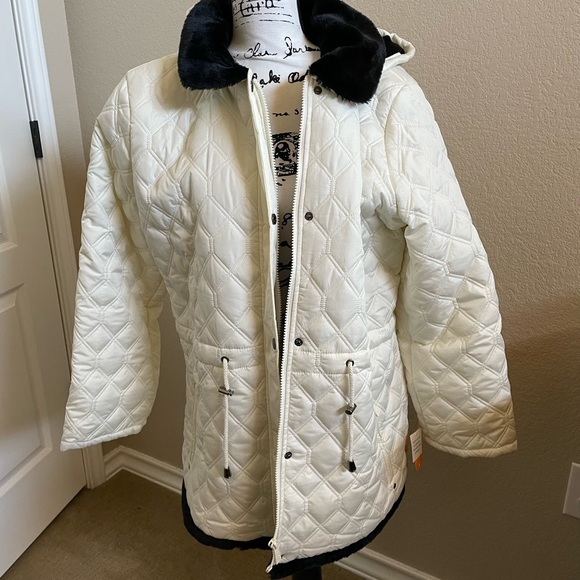 Sporto Quilted Off White and Black Fur Jacket NWT 1X - Picture 2 of 12